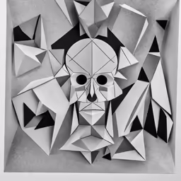 a paper cut of a skull with an odd look