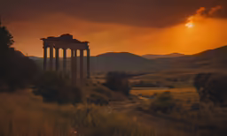 sunset at valley of columns in wyoming state