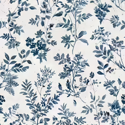 a white background with blue branches and leaves