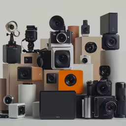 a large number of electronic devices in different positions