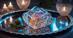 glass candle holders and a plate with limes