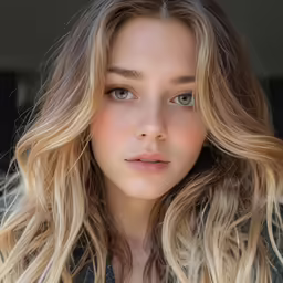 a close - up image of a woman with blonde hair