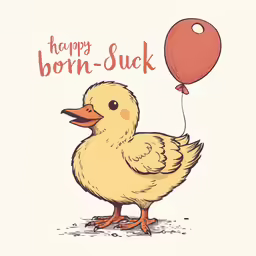 a little chicken with a balloon on the string