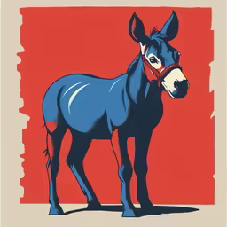a picture of a donkey on a red background