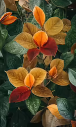 a colorful plant with lots of leaves and brown foliage