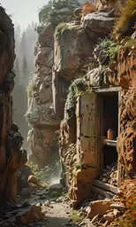 a photo of the outside of a cave