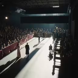 people walking down a runway during an event