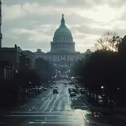 city street with cars and people on either side