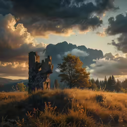 a painting shows the landscape in a surreal setting