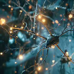 a large branch with lights hanging from it