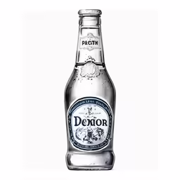 the image shows a bottle of water with an advertise message