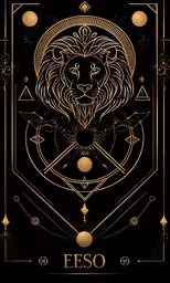 a golden poster with a lion on it