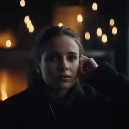 a beautiful young woman sitting at a bar