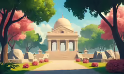 an animated drawing of a scenic landscape
