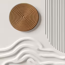 a circular tile is mounted to a wall