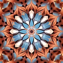 a blue, red and beige kaleila mirror