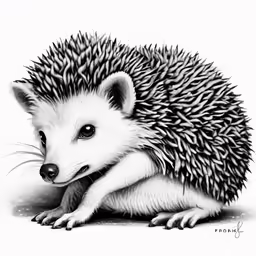 a drawing of a hedgehog sitting on the ground
