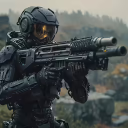 the player wears a gear designed to resemble a predator