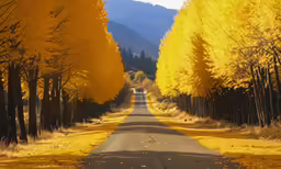 a scenic road lined with trees that are changing colors