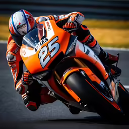 a person is racing on a motorcycle during a race