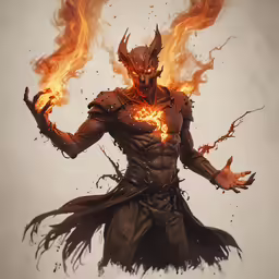 a man with fireballs in his hands, standing in the air
