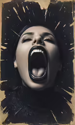 the woman is screaming while singing in the dark