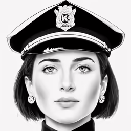 a drawing of a woman in a uniform
