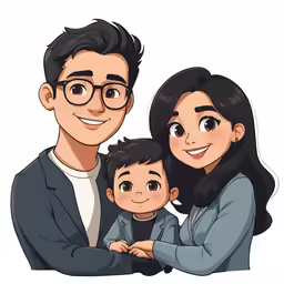 an illustration of a man and a woman holding a boy