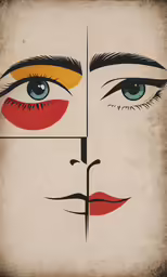 a drawing of two different faces and the one being blue