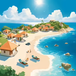 the island is crowded with beach chairs and people
