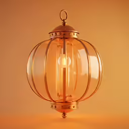 an antique brass outdoor hanging lamp with clear glass shade
