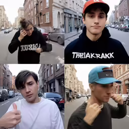 three pictures of the same person one wearing a hat and the other wearing black