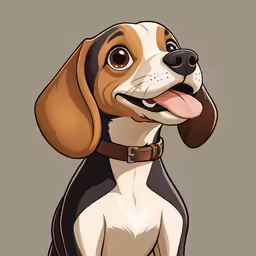 a small dog sitting down with his tongue out