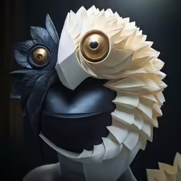 a sculpture is made out of fake paper and eyeballs