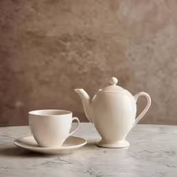 two cups with saucers on a table