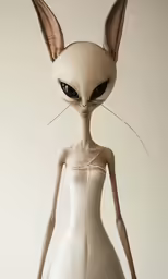 an animated doll wearing a dress with long ears