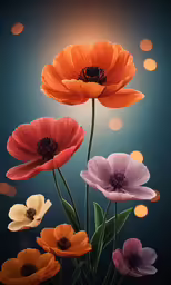 an image of three flowers in a vase