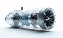 a model of a jet engine, made out of paper