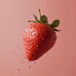 the straw on top of the strawberry is splashed