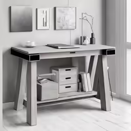 a desk in the middle of a room