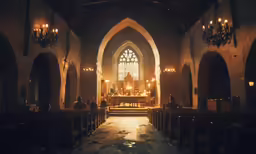 inside the church looking towards the front of the room