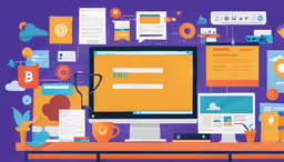 two monitors sitting on a computer desk,a desktop computer surrounded by various flat - screen screens and icons