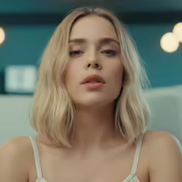 a close - up image of a woman in a bra top