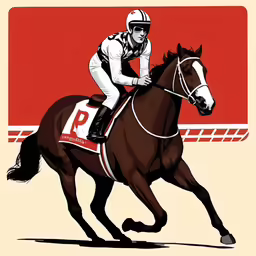 a horse and jockey are racing together