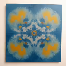 an image of a large painting with yellow and blue colors
