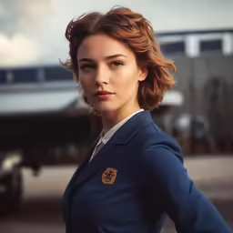 a women in uniform with her arms behind her back