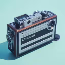a kodak camera on a light blue background
