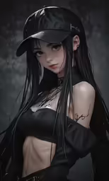 a close up of an anime character with long hair