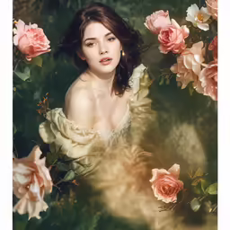 an artistic photograph of a young woman surrounded by flowers