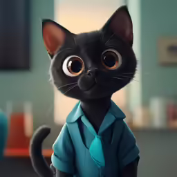 a cat dressed in clothes stands on a table